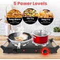 thumbnail image 1 of Spalivivre Hot Plate, 2000W Portable Electric Double Burner W/5 Level Temperature Control & Stay Cool Handles, Easy to Clean, Lightweight Cast Iron Electric Stove for Kitchen Camping Cooking, 110V, 1 of 14