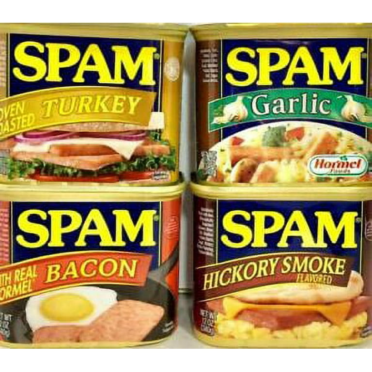 Spam Luncheon Meat Variety Pack ( 1 Turkey,1 Bacon, 1 Garlic, 1 Hickory  Smoke )