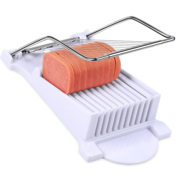 Spam Slicer, Luncheon Meat Slicer, Multipurpose Stainless Steel Wire Slicer, Egg Fruit Banana Soft Cheese Slicer(White)