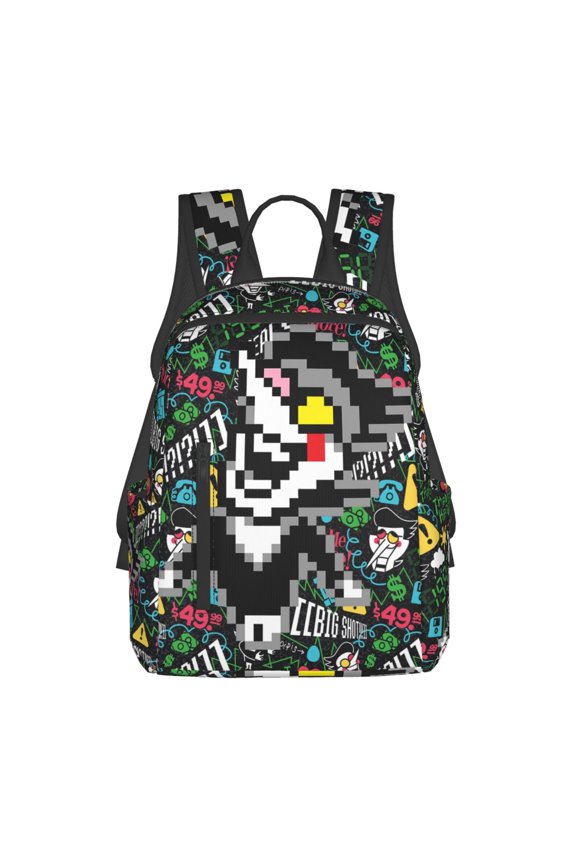 Spamton Deltarune Casual Backpack Laptop Shoulders Bag Daypack Bookbag Travel
