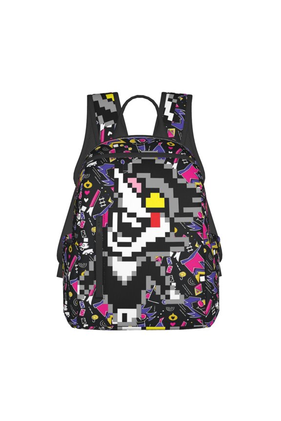Spamton Deltarune Casual Backpack Laptop Shoulders Bag Daypack Bookbag Travel