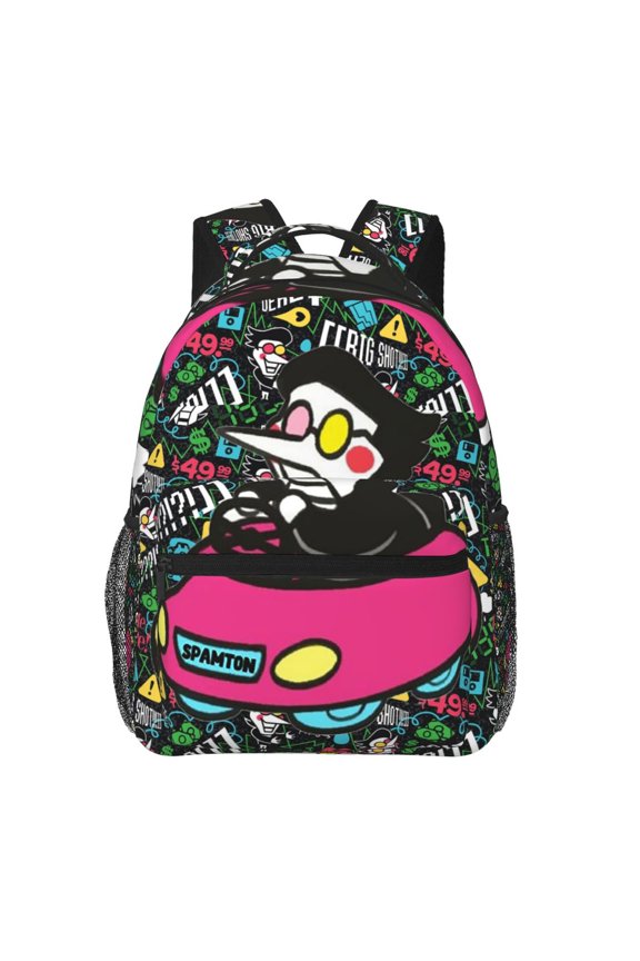 Spamton Deltarune Casual Backpack Laptop Shoulders Bag Daypack Bookbag Travel