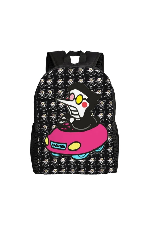 Spamton Deltarune Lightweight Backpack Laptop Shoulders Bag Bookbag Daypack Travel Women Men