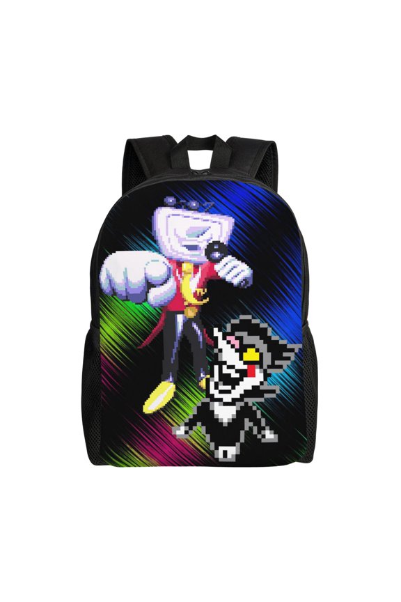 Spamton Deltarune Lightweight Backpack Laptop Shoulders Bag Bookbag Daypack Travel Women Men