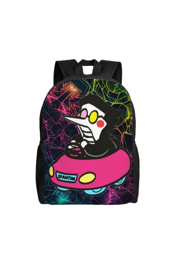 Spamton Deltarune Lightweight Backpack Laptop Shoulders Bag Bookbag Daypack Travel Women Men