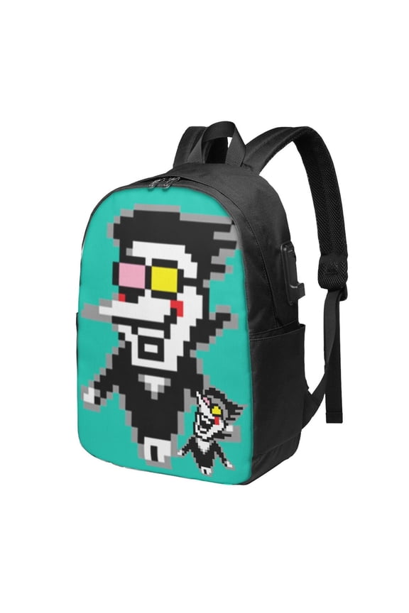Spamton Deltarune USB Backpack 17in Laptop Bags Bookbag Travel Daypack Backpacks Men Women