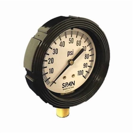 Industrial Pressure Gauge, 0 to 300 psi, 2 1/2 in Dial, 1/4 in NPT, Bottom Location