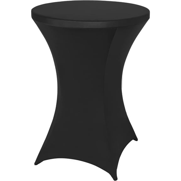 Spandex Black Table Cover, Cocktail Fitted Tablecloths, Round Highboy Stretch Table Covers Cloths for Party, Bar, Wedding, Birthday, Banquet, 30"-32" Diameter x 40"-43" Height
