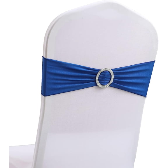 Spandex Chair Sashes Bands 30PCS Stretch Chair Cover Ties Bows with Buckle Slider Wedding Party Reception Banquet Decoration (Royal Blue)