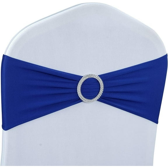 Spandex Chair Sashes Bands 50 PCS Stretch Chair Ties Bows with Buckle Slider for Wedding Party Banquet Decoration (Royal Blue)