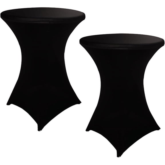 Spandex Cocktail Table Covers, 2 Pack Fitted Round Highboy Stretch Table Cloths for Party, Bar, Wedding, Birthday, Banquet (Black, Fit for 30-32" Diameter x 42" Height Tables)