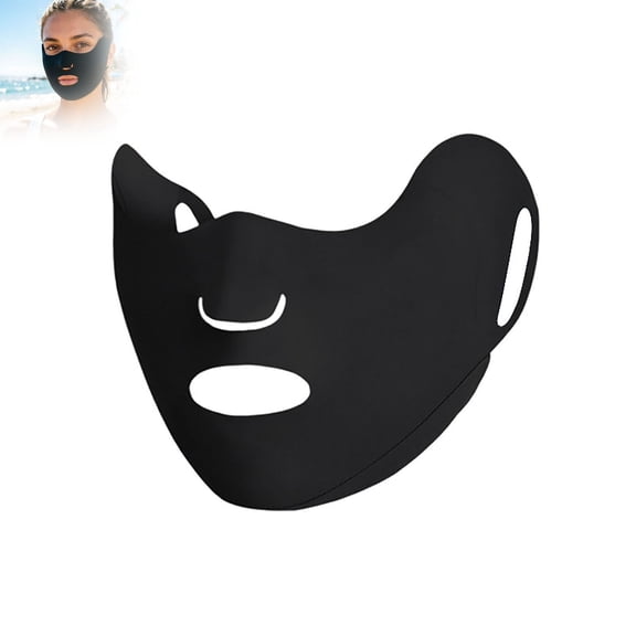 Spandex Face Mask With Ear Straps Breathable Sun Protection Face Shield Washable Mask For Cycling Running Driving(Black-28*10)