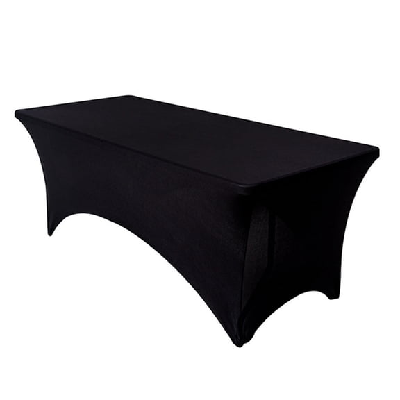 Spandex Fitted Stretch Table Cover for 4FT Folding Table, Rectangular Cocktail Tablecloth, Perfect for Party or Banquet ( Black)