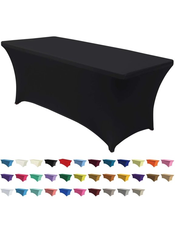 Spandex Fitted Stretch Table Cover for 6 ft or 4ft or 8ft Folding Table, Rectangular Cocktail Tablecloth, Perfect for Party or Banquet