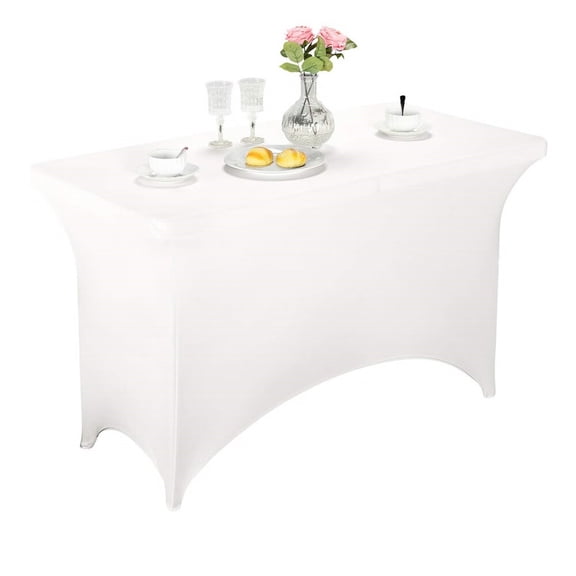 Spandex Fitted Stretch Table Cover for 6 ft or 4ft or 8ft Folding Table,Rectangular Cocktail Tablecloth,Perfect for Party or Banquet