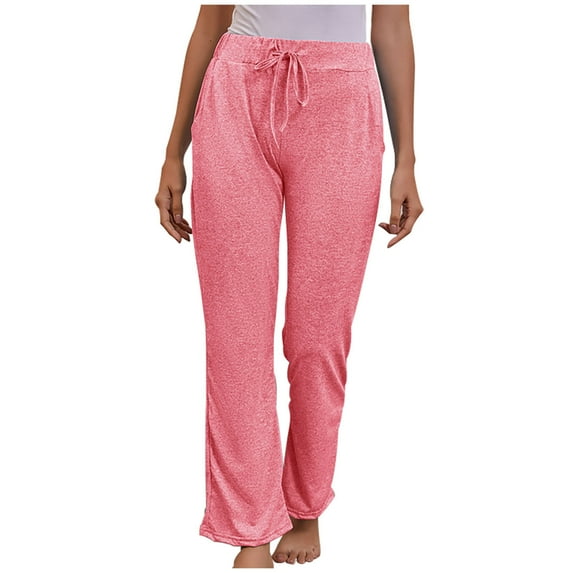 Spandex Lounge Pants Women Soft Casual Elastic Drawstring Sweatpants Yoga Trouser Pant Plus Size Sweat Pants (M, Pink)