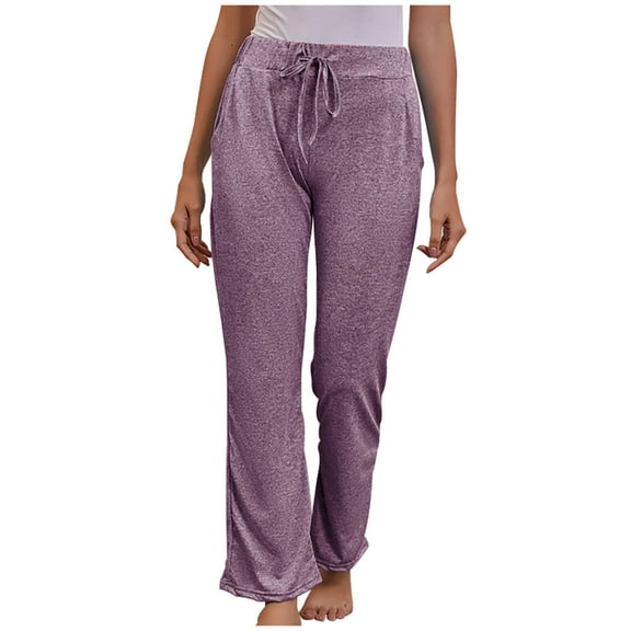 Spandex Lounge Pants Women Soft Casual Elastic Drawstring Sweatpants Yoga Trouser Pant Plus Size Sweat Pants (S, Purple)