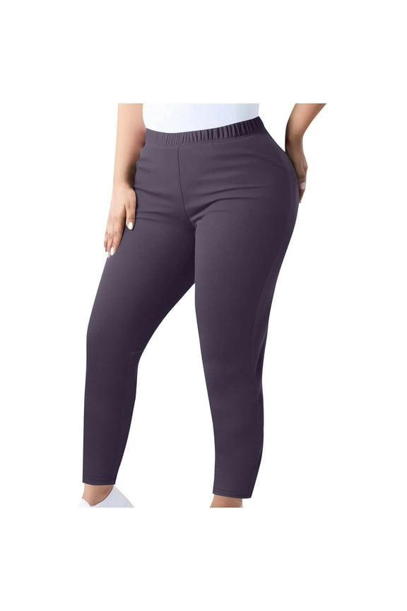 Spandex Plus Size Leggings Womens Elastic High Waisted Stretch Jeggings Yoga Workout Long Pants Solid Color (XL, Navy)