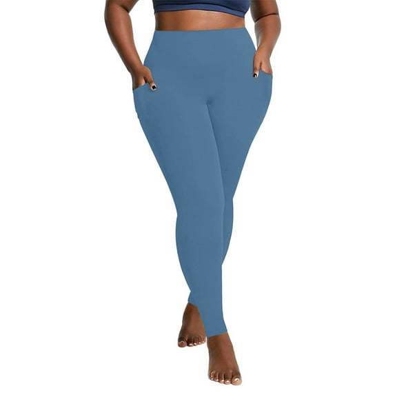 Spandex Plus Size Leggings for Curvy Women XL-5XL High Waist Stretch Yoga Pants Slimming Quick Dry Workout Tights (2XL, Light Blue)