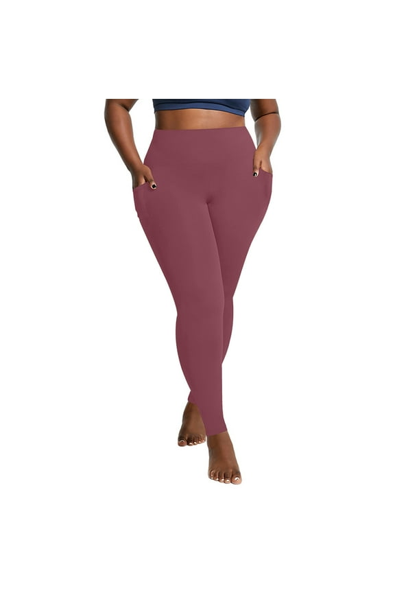Spandex Plus Size Leggings for Curvy Women XL-5XL High Waist Stretch Yoga Pants Slimming Quick Dry Workout Tights (XL, Pink)