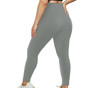 Spandex Plus Size Workout Leggings for Curvy Women XL-5XL High Waist Stretch Yoga Pants Slimming Fitness Gym Tights, 3XL, Gray