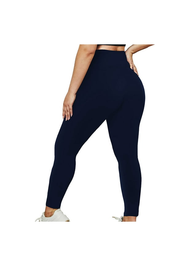 Spandex Plus Size Workout Leggings for Curvy Women XL-5XL High Waist Stretch Yoga Pants Slimming Fitness Gym Tights, 3XL, Navy
