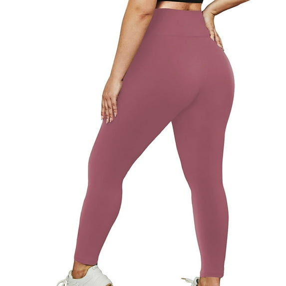 Spandex Plus Size Workout Leggings for Curvy Women XL-5XL High Waist Stretch Yoga Pants Slimming Fitness Gym Tights, 5XL, Pink