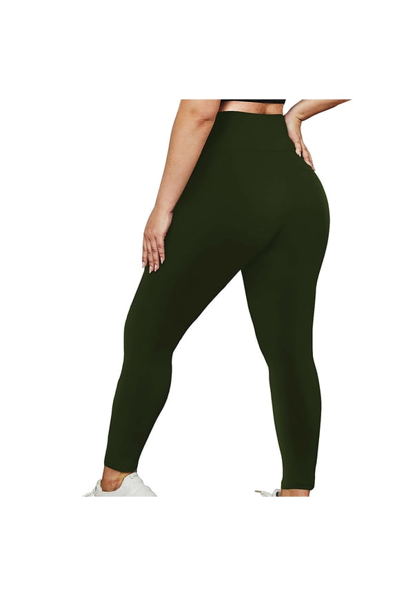 Spandex Plus Size Workout Leggings for Curvy Women XL-5XL High Waist Stretch Yoga Pants Slimming Fitness Gym Tights, XL, Army Green