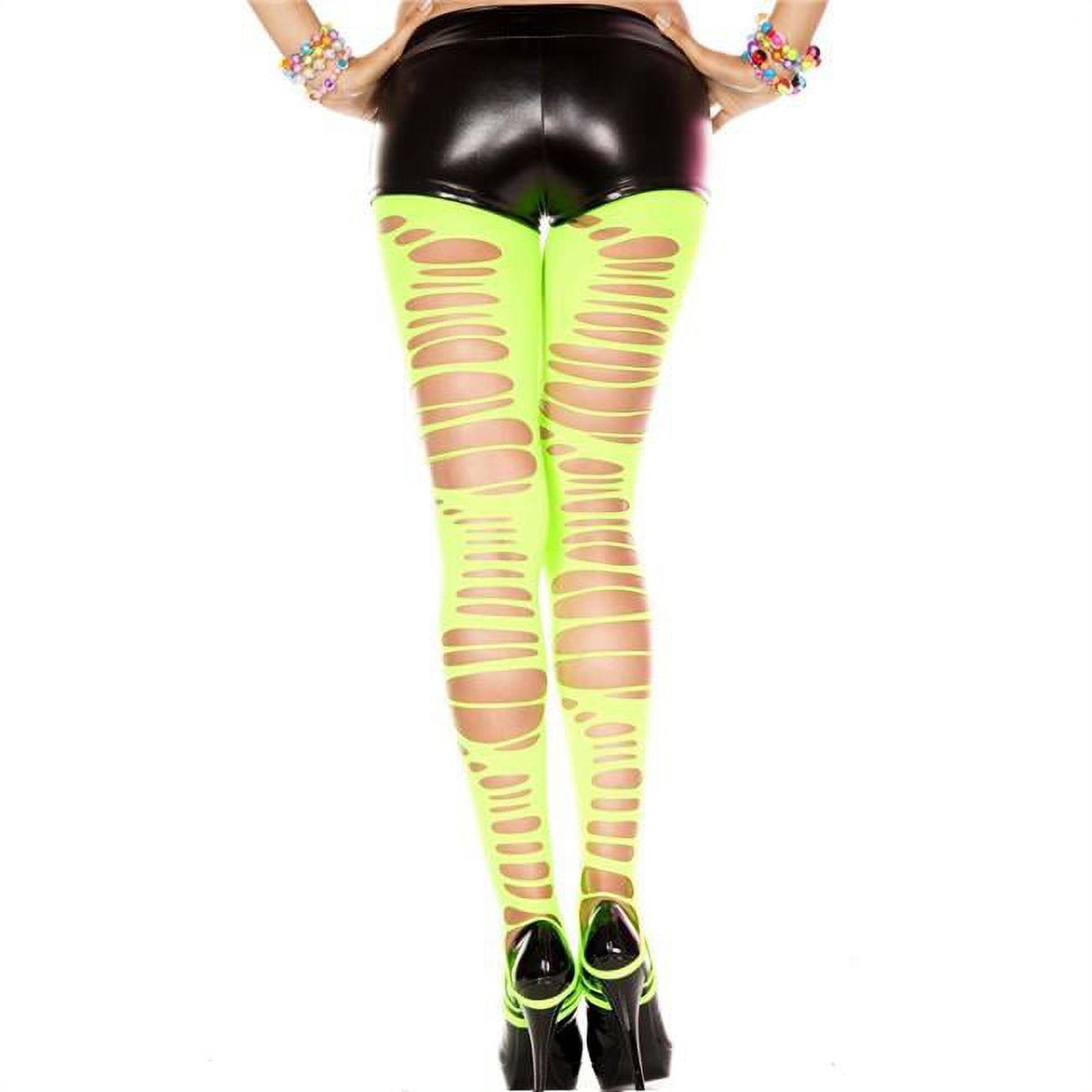 Spandex Ripped Opaque Stirrup Leggings - Neon Green