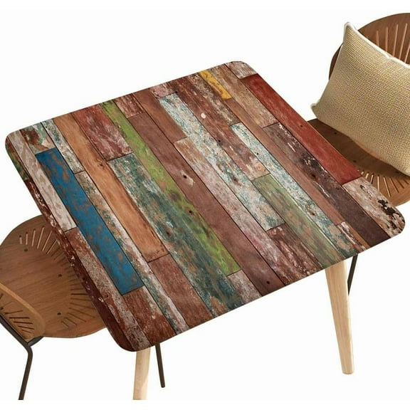 Spandex Stretch Square Table Covers Abstract Wood Texture Background Elastic Square Tablecloth Suit for 36"x36" Square Table for Indoor Outdoor Garden Picnic Party