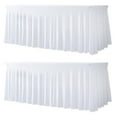thumbnail image 1 of Spandex Table Skirts 2PC Set White 6ft Rectangle Table, Fitted Table Covers for 6 Foot Tables, Elastic Tablecloth for Parties & Events, 1 of 5