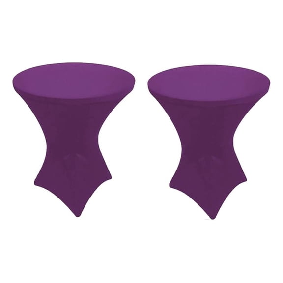 Spandex Tablecloth 2 Pack - 32x42 inch Highboy Cocktail Table Covers - Stretch Fitted Round Tablecloth for Wedding Events Party - 4 Leg Pocket Design