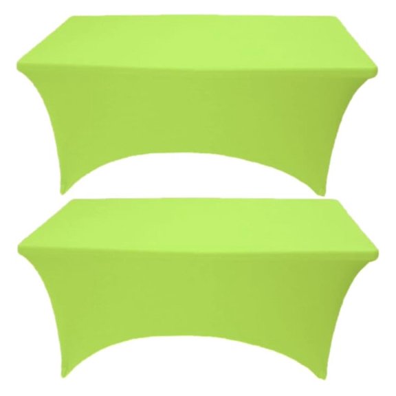 Spandex Tablecloth 2 Pack - 4ft Lime Stretch Table Cover for 6ft Rectangular Tables - Wedding, Banquet, Party Fitted Tablecloth