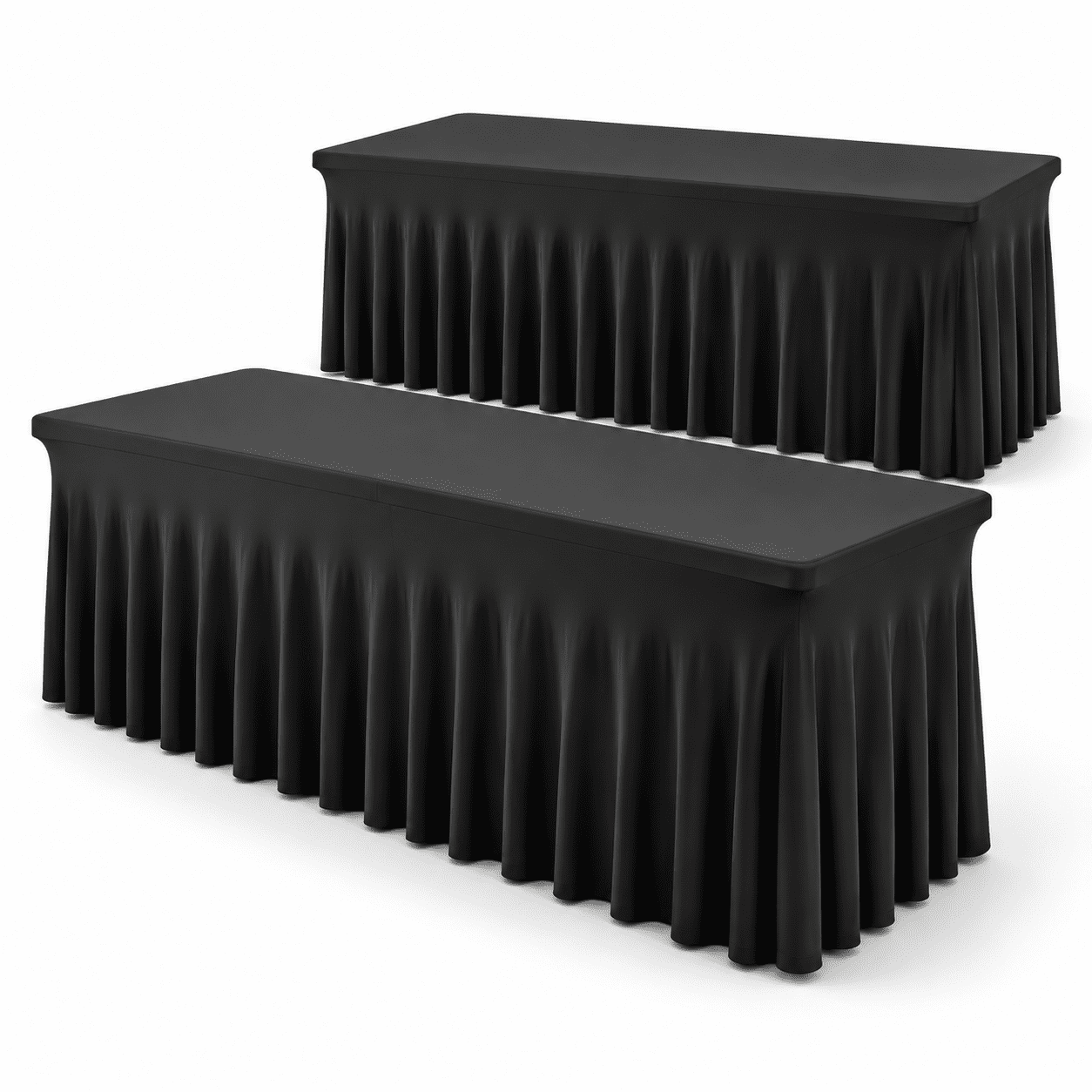 Spandex Tablecloth 5ft Rectangle Table Cover 2 Pack Black Wrinkle-free ...