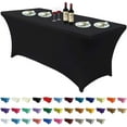 thumbnail image 1 of Spandex Tablecloths For 4 Ft Home Rectangular Table Fitted Stretch Table Cover Polyester Tablecover Table Toppers -Black -6 Ft, 1 of 6
