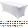 thumbnail image 1 of Spandex Tablecloths for 4 ft Home Rectangular Table Fitted Stretch Table Cover Polyester Tablecover Table Toppers,White,6 FT, 1 of 6