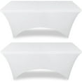 thumbnail image 1 of Spandex White Table Covers 8ft Fitted Table Clothes for 8 Foot Rectangle Tables Elastic Massage Table Cover Stretch Wrinkle Free Tablecloth for Party Wedding Banquet Vendor Stand 2 Pack, 1 of 7