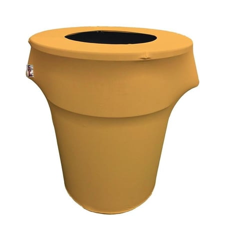 SpandexCover55G-GoldX14 Stretch Spandex Trash Can Cover 55 gal Round, Gold