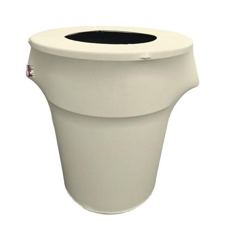 SpandexCover55G-IvoryX25 Stretch Spandex Trash Can Cover 55 gal Round, Ivory