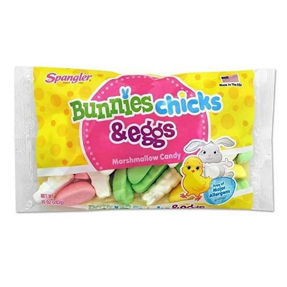 Spangler Bunnies, Chicks, and Eggs Marshmallow Easter Candy - 10 oz Per Bag - Marshmallow Candy Gluten Free, Peanut Free, Milk Free, Egg Free, Fish Free, and Wheat Free (1 pack)