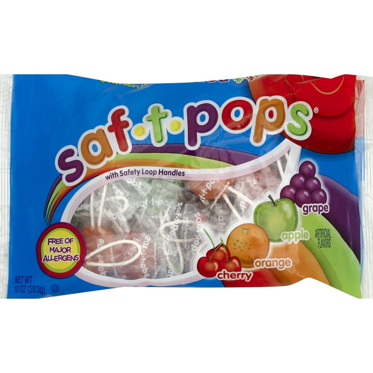 Spangler Saf-T-Pops Lollipop Multiple Flavors Pop Bag 10 oz 