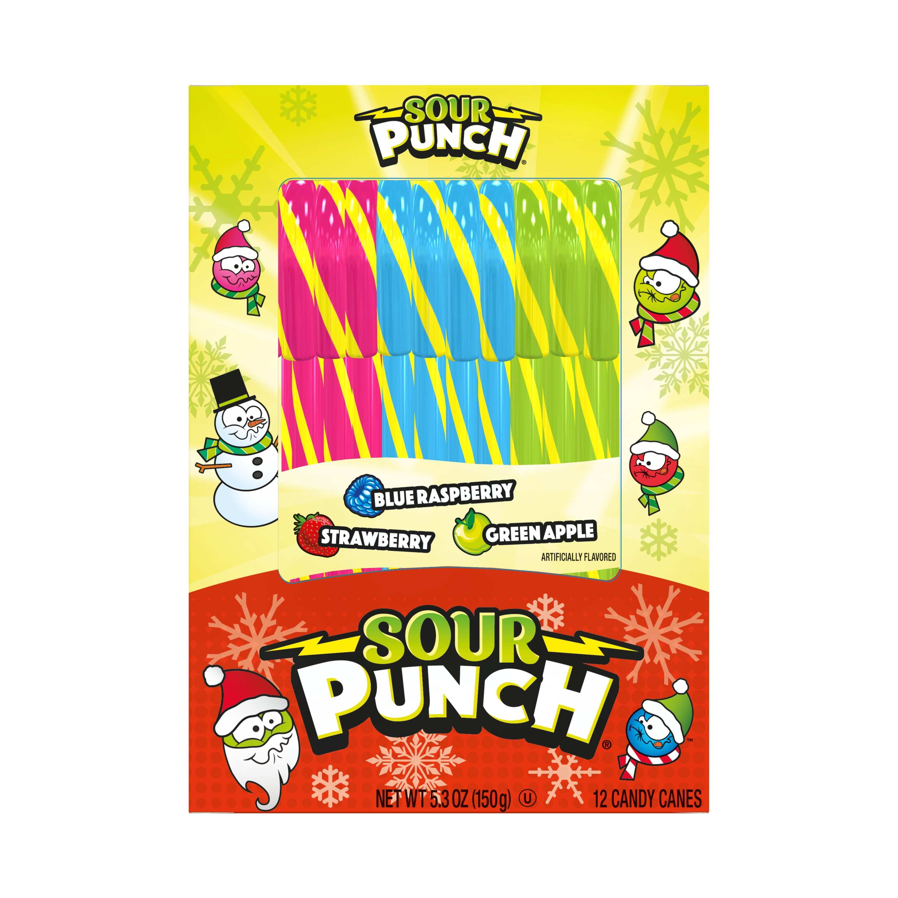 Spangler Sour Punch Candy Canes 12ct, Christmas Gluten and Nut