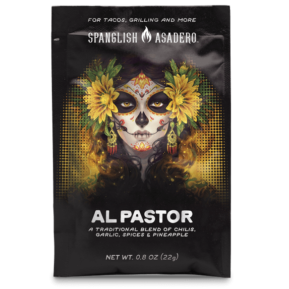 Spanglish Asadero Al Pastor Seasoning Blend with Chilis, Garlic, Spices & Pineapple, 0.8 oz Packet