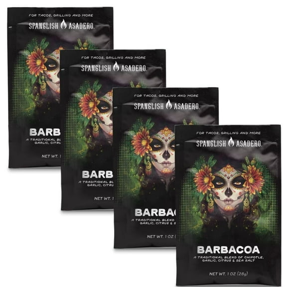 Spanglish Asadero Barbacoa Seasoning 1 oz Packets (Pack of 4) Authentic Mexican Slow-Cooked Beef Spice Blend for Tacos & Bowls