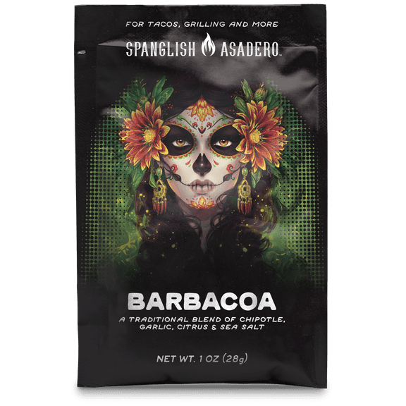 Spanglish Asadero Barbacoa Seasoning Blend with Chipotle, Garlic, and Citrus, 1 oz Packet