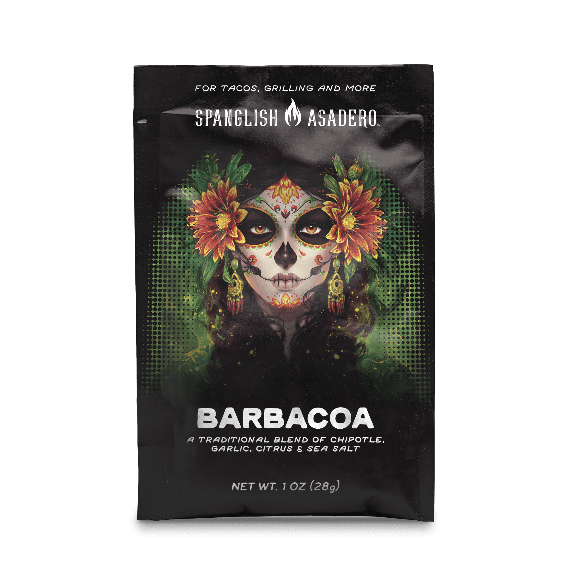 Spanglish Asadero Barbacoa Seasoning Blend with Chipotle, Garlic, and Citrus, 1 oz Packet