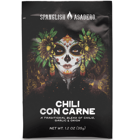 Spanglish Asadero Chili Con Carne Seasoning Blend with Chilis, Garlic, and Onion, 1.2 oz Packet