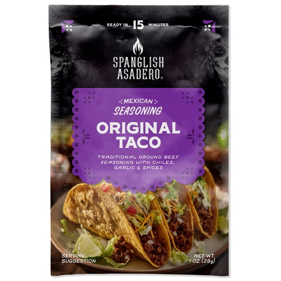 Spanglish Asadero Taco Seasoning with Chilis, Garlic, Spices & Sea Salt, 1 oz Packet