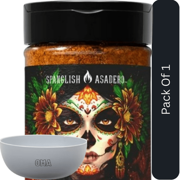 Spanglish Birria Seasoning, Authentic Mexican Spice Blend, 7.3 oz. With White Bowl By OMA