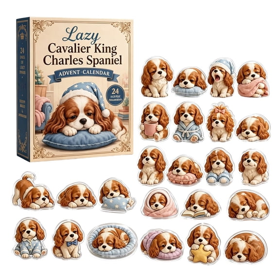 Spaniel Advent Calendar 2026 24 Days Christmas Countdown, 24 2D Acrylic Spaniels Blind Box for Dog Lovers & Kids